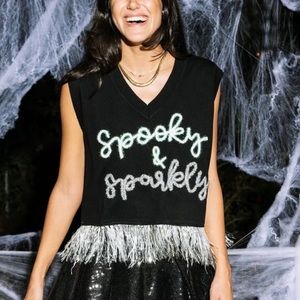 Spooky & sparkly feathered tank QOS
